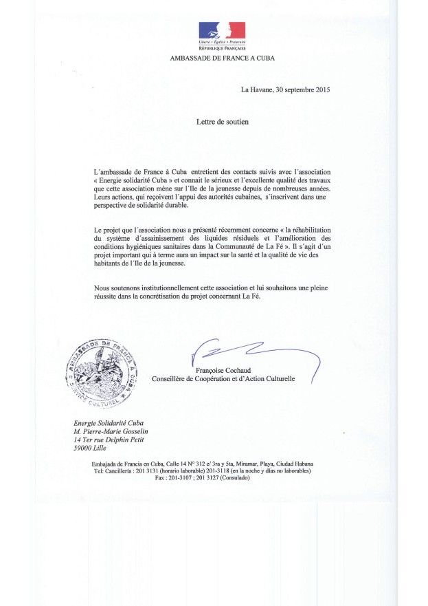 Soutien Ambassade de France à Cuba